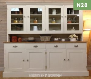 6ft Solid Pine Glazed Welsh Dresser Hand Painted in Off White by Farrow and Ball