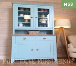 Solid Oak and Pine Welsh Dresser Painted in Duck Egg Blue