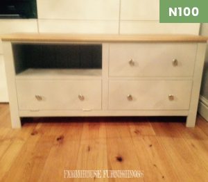 New Handmade Solid Pine Painted TV Cabinet With a Oak Top