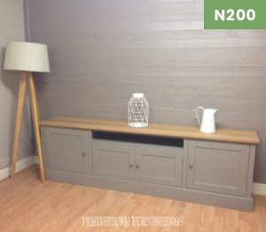 Painted Solid Pine & Oak 7ft TV Unit Cabinet/ Sideboard