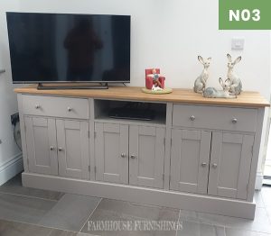6ft Painted TV cabinet with Solid Oak & Pine Top
